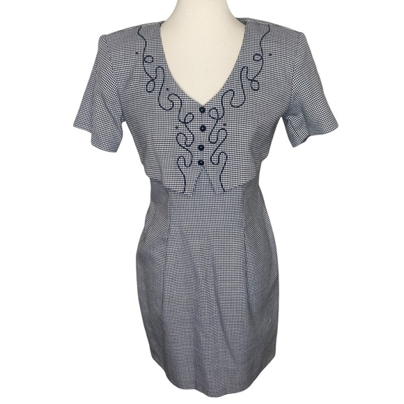 Vintage 90s Houndstooth Mini Dress - Picture 1 of 4